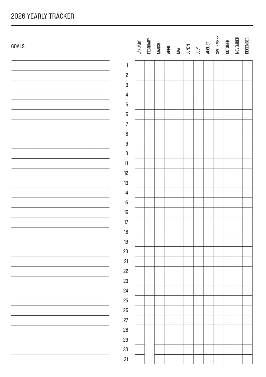 2026 Yearly Goal Tracker